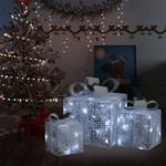 vidaXL Ukrasne božićne kutije za poklone 3 kom srebrne