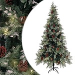 vidaXL Božićno drvce LED sa šiškama zeleno-bijelo 225 cm PVC i PE