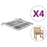 vidaXL Jastuci za vrtne stolice 4 kom sivi karirani 50x50x4 cm tkanina