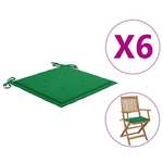 vidaXL Jastuci za vrtne stolice 6 kom zeleni 40 x 40 x 4 cm od tkanine