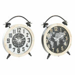 Table clock DKD Home Decor 41 x 6,5 x 52,5 cm Crystal Natural Black White Iron Vintage MDF Wood (2 Units)