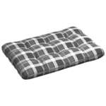 vidaXL Paletni jastuk sivi karirani 120 x 80 x 12 cm od tkanine