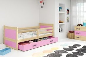 Drveni dječji krevet Rico - bukva - roza - 190x80