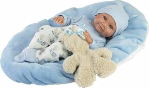 Llorens: Nico 40 cm novorođenčad s medvjedićem i plavim kombinezonom