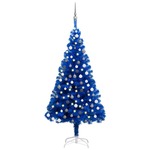 vidaXL Umjetno božićno drvce LED s kuglicama plavo 120 cm PVC