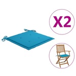 vidaXL Jastuci za vrtne stolice 2 kom plavi 40 x 40 x 4 cm od tkanine