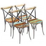 vidaXL Blagovaonske stolice 4 kom od masivnog obnovljenog drva 51 x 52 x 84 cm(2 x 243722)