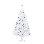 vidaXL Umjetno božićno drvce LED s kuglicama bijelo 180 cm PVC