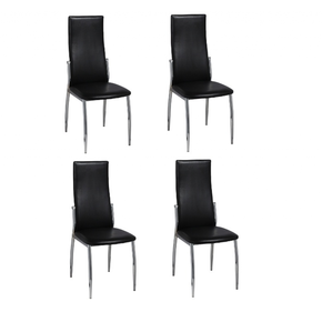VidaXL 4 Blagovaonske stolice od kroma i crne kože