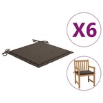 vidaXL Jastuci za vrtne stolice 6 kom smeđe-sivi 50x50x4 cm od tkanine