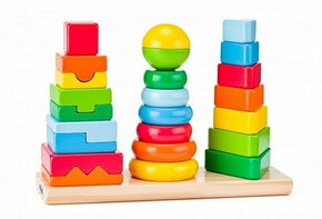 Montessori set igračaka za izgradnju drvenog tornja - Woodyland