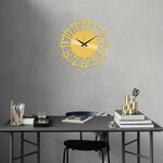 Ukrasni metalni zidni sat, Metal Wall Clock 15 - Gold