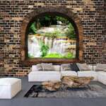 Samoljepljiva foto tapeta - Stony Window: Waterfalls 98x70