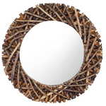 vidaXL Zidno ogledalo od tikovine 60 cm okruglo