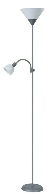RABALUX 4028 | Action Rabalux podna svjetiljka 178cm sa prekidačem na kablu fleksibilna 1x E27 + 1x E14 srebrno
