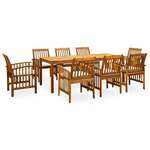 3058091 9 Piece Garden Dining Set with Cushions Solid Acacia Wood (45963+312128+2x312129)