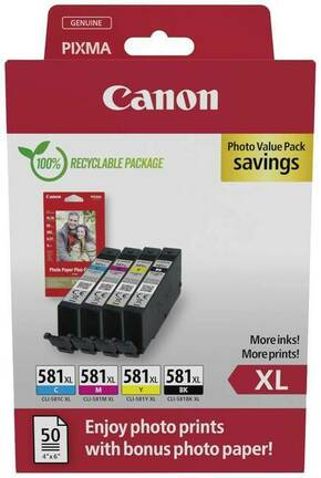 Canon tinta CLI-581XL C/M/Y/BK Photo Value Pack original kombinirano pakiranje crn