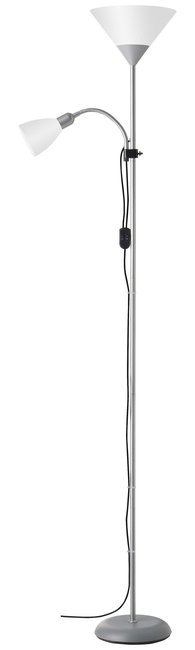BRILLIANT 93008/05 | Spari4 Brilliant podna svjetiljka 180cm sa prekidačem na kablu elementi koji se mogu okretati 1x E27 + 1x E14 srebrno