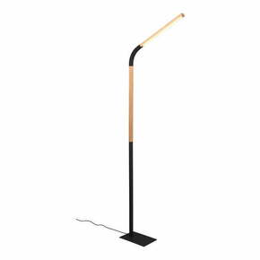 Crna/u prirodnoj boji LED stojeća svjetiljka s drvenim sjenilom (visina 169