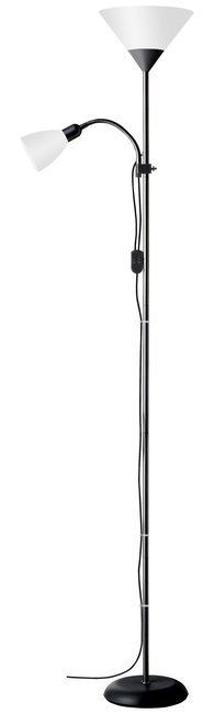BRILLIANT 93008/76 | Spari4 Brilliant podna svjetiljka 180cm sa prekidačem na kablu elementi koji se mogu okretati 1x E27 + 1x E14 crno
