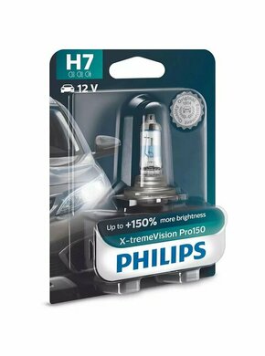 Philips X-treme Vision Pro150 (12V) - do 150% više svjetla - do 20% bjelije (3350-3600K)Philips X-treme Vision Pro150 (12V) - up to 150% more light H7-X150-1