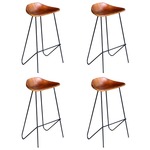 vidaXL Barske stolice od prave kože 4 kom smeđe