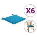 vidaXL Jastuci za vrtne stolice 6 kom plavi 50 x 50 x 4 cm od tkanine