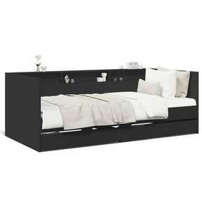 Dnevni krevet s ladicama crni 90 x 190 cm konstruirano drvo