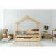 Dječji krevet od masivnog bora u obliku kućice/s dodatnim ležajem s prostorom za pohranu 80x140 cm u prirodnoj boji Mila RMW – Adeko