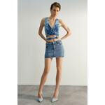 Trendyol Blue Denim Skirt plava, siva