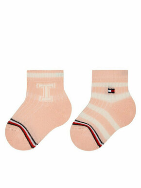 Set od 2 para dječjih visokih čarapa Tommy Hilfiger 701224996 Pink Combo 003