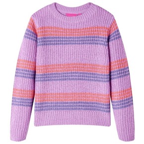VidaXL Dječji džemper prugasti pleteni ljubičasto-ružičasti 128