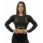 Nebbia Long Sleeve Crop Top INTENSE Perform Black/Gold L Majica za fitnes