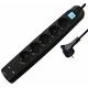 Transmedia 5-way power strip with 2x USB, black, 3m