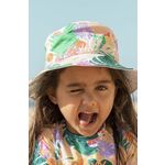 Dječji pamučni šešir Roxy boja: zelena, pamučni - zelena. Dječji šešir iz kolekcije Roxy. Model s uskim obodom, izrađen od materijala s uzorkom.