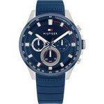 TOMMY HILFIGER Analogni sat srebro / tamno plava / crvena