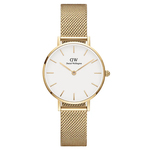 Sat Daniel Wellington Petite 28 Evergold za žene, boja: zlatna - zlatna. Sat iz kolekcije Daniel Wellington. Model s okruglim brojčanikom i ukrasnom narukvicom.