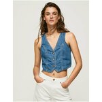 Blue Womens Denim Vest Pepe Jeans - Ladies plava, svijetloplava