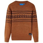 vidaXL Dječji pulover pleteni boja konjaka 128