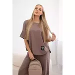 Kesi Włoski Cotton set blouse + trousers fango smeđa