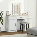 vidaXL Set od 3 Bijela MDF Srednji Ogledalo Toaletni stol