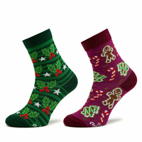 Set od 2 para dječjih visokih čarapa Rainbow Socks Xmas Socks Balls Kids Gift Pak 2 Šarena