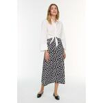 Trendyol Black and White Patterned Knitted Scuba Crepe Skirt siva