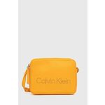 Torbica Calvin Klein boja: narančasta - narančasta. Mala torbica iz kolekcije Calvin Klein. Model na kopčanje izrađen od ekološke kože.