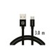 Swissten kabel USB/microUSB, platneni, 3m, crni