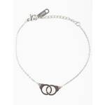 Bracelet on a silver chain decorated with handcuff pendants bijela