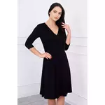 Dress with underbust neckline, 3/4 sleeves black crna