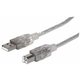 Kabel MANHATTAN, USB 2.0, USB-A (M) na USB-B (M), 3.0m, prozirno-srebrni (za printer)