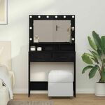 vidaXL Crni hrast MDF 79 x 41 x 135 cm Ladice Toaletni stol
