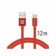 SWISSTEN kabel USB/microUSB, platneni, 3A, 1.2m, crveni